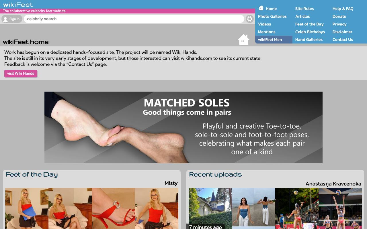 WikiFeet screenshot